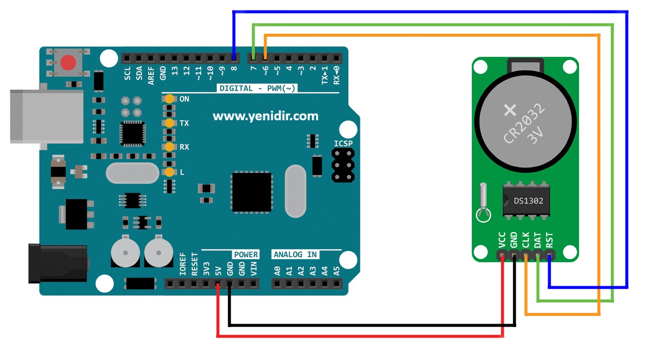 arduino ds1302 rtc şeması arduino ds1302 rtc şeması