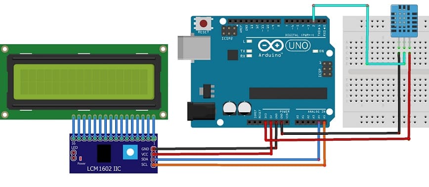 arduino i2c lcd dht11