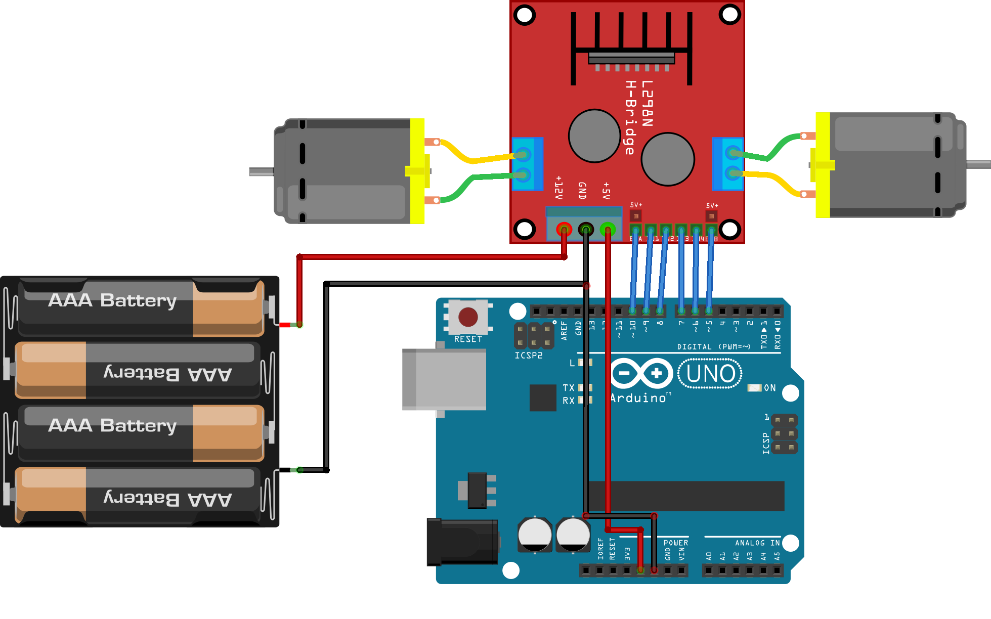 arduino l298N ile motor kontrol arduino l298N ile motor kontrol