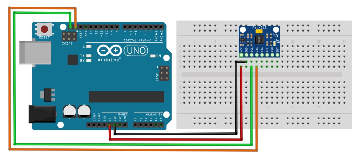 MPU6050 sensör modülü ve bağlantı yapısı MPU6050 sensör modülü ve bağlantı yapısı