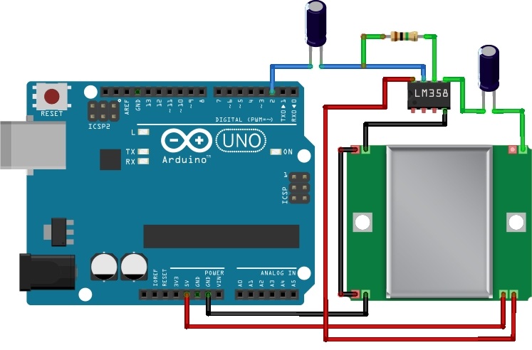 Arduino ile HB100 Doppler Radar Hız/Hareket Sensörü bağlantı şeması
