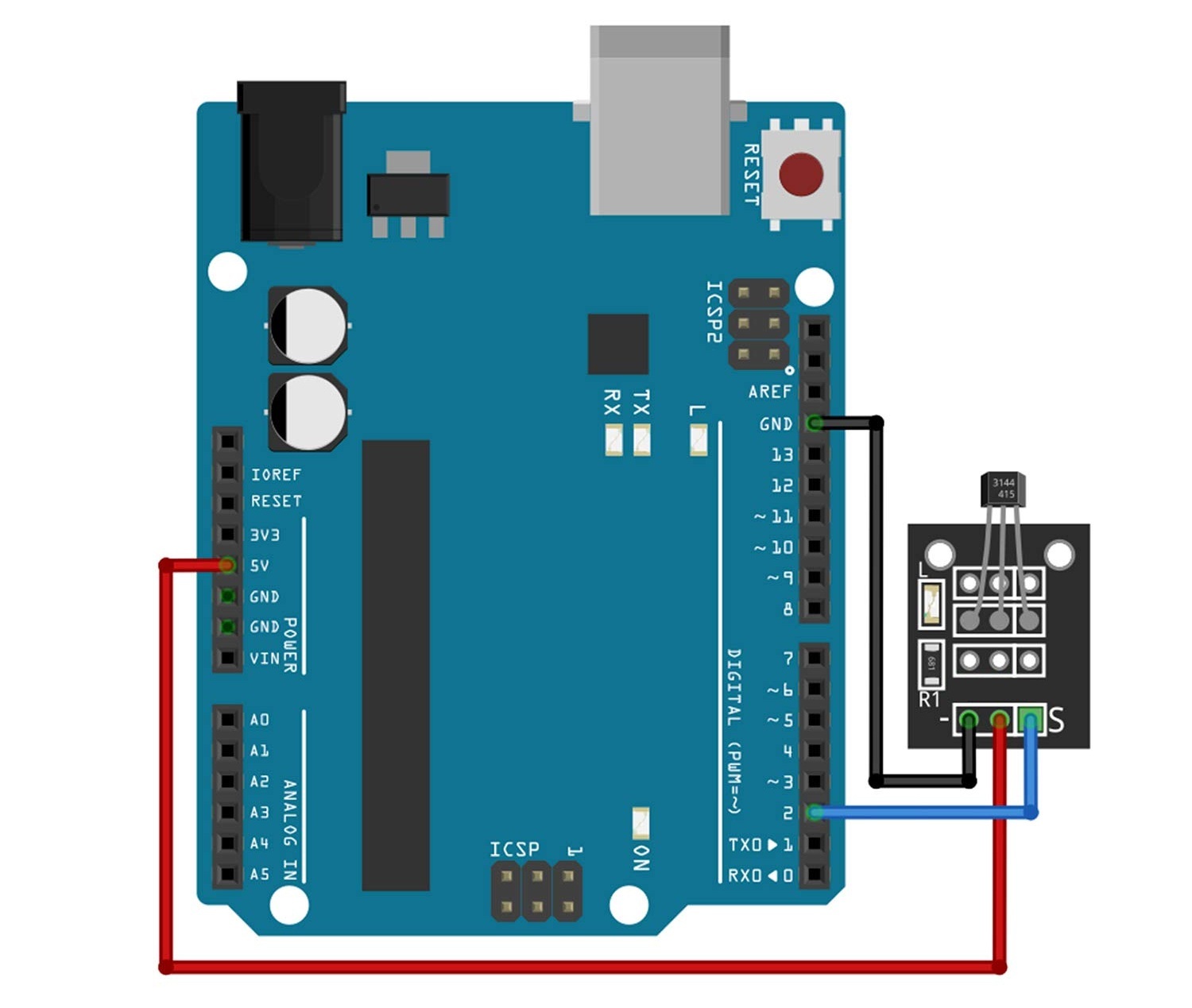 Arduino Hall Efekt Sensörü Devre Şeması