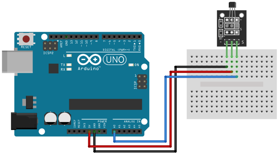 Arduino KY-035 Analog Hall Efekt Sensörü Devre Şeması