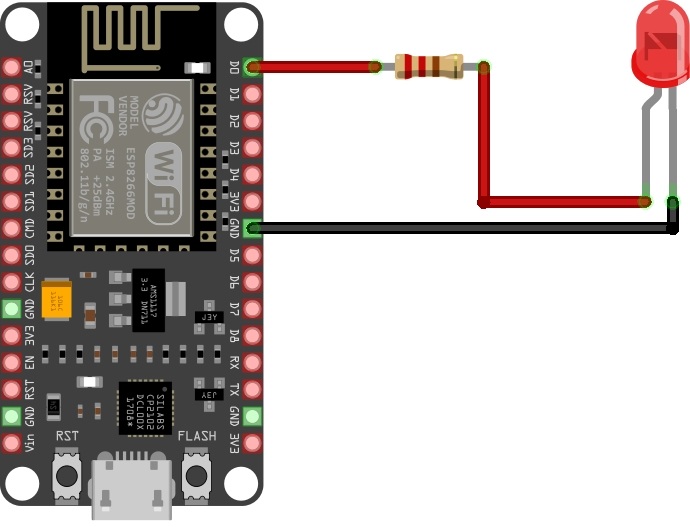 ESP8266 NodeMCU LED Bağlantı Şeması