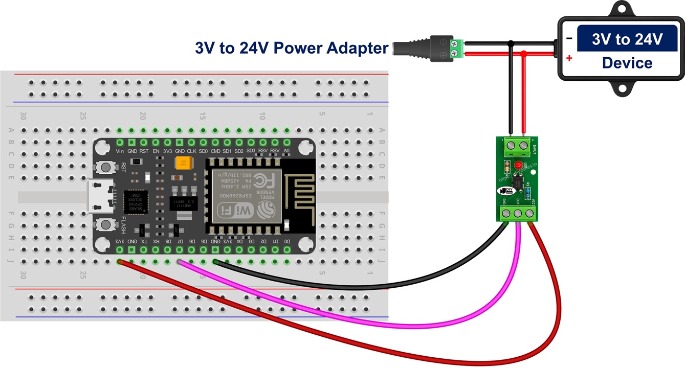 ESP8266 ve PC817 Optokuplör Şeması ESP8266 NodeMCU PC817 Optokuplör Bağlantı Şeması