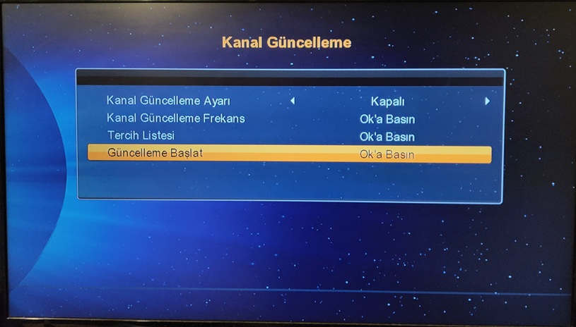 Hometech ht 1010 menü kanal güncelleme ekranı